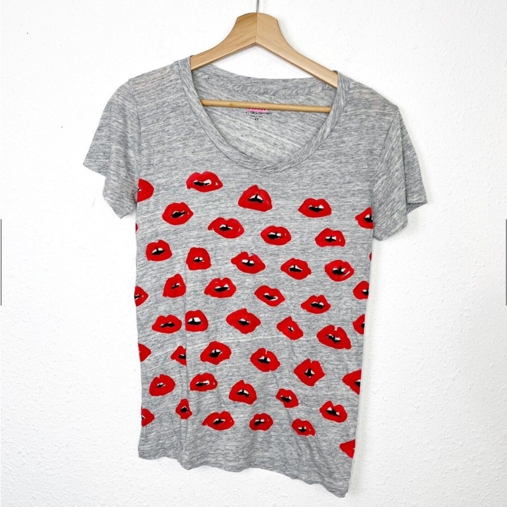 J Crew limited edition lip motif gray T-shirt, size S